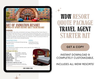 WDW Resort Quote Package Starter Kit for Travel Agents, WDW Travel Agent Templates, WDW Resort Quote  Template, Canva, Travel Agent Template