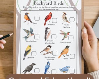 Bird Scavenger Hunt for Kids, Backyard Nature Activity Checklist (Digital Download)