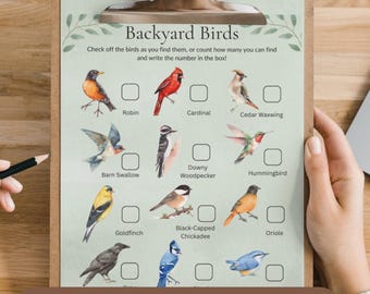 Bird Scavenger Hunt for Kids, Backyard Nature Activity Checklist (Printable PDF)