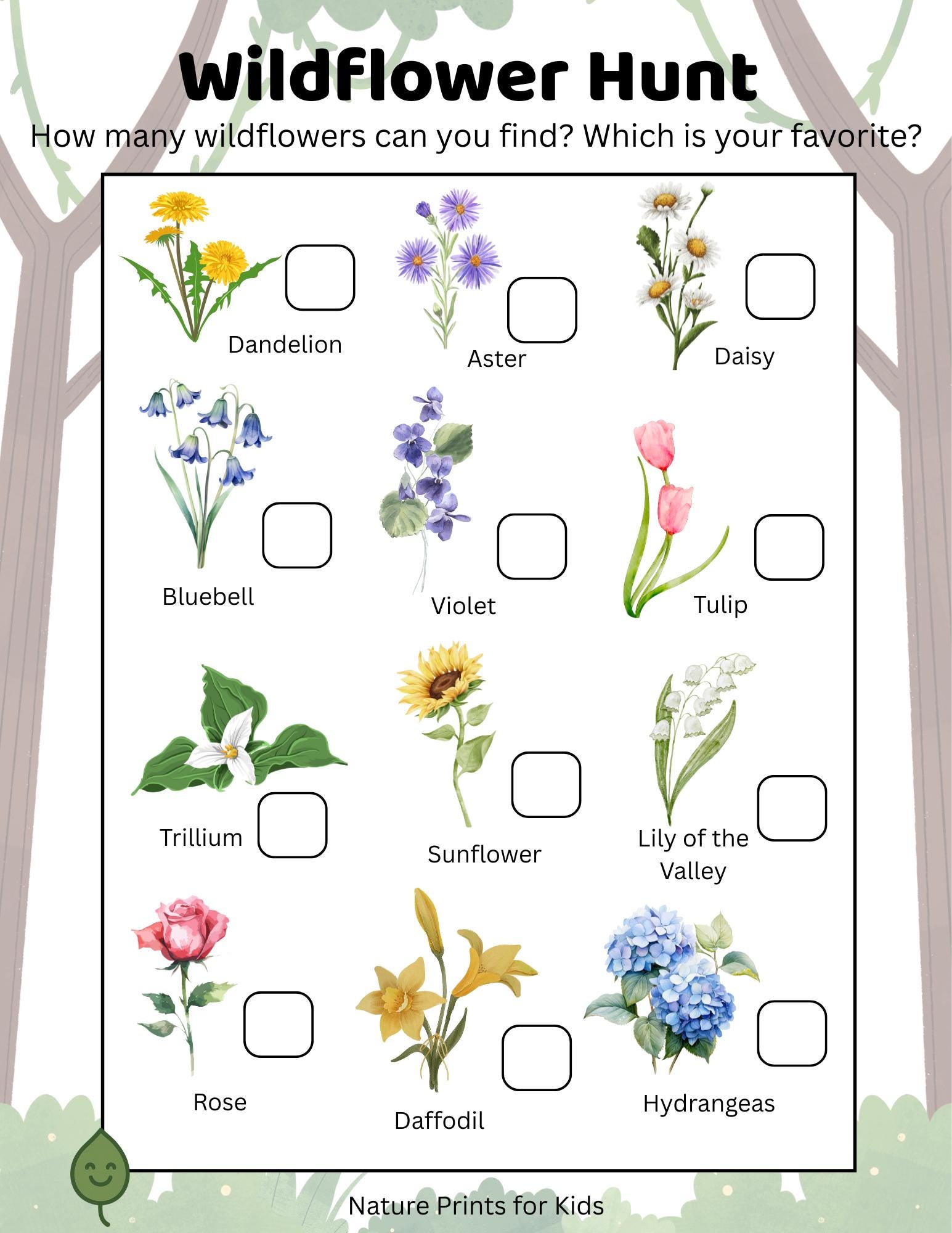 Kids Flower Scavenger Hunt: Nature Activity, Printable Learning Game ...