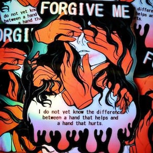 forgive me (poem holo sticker)