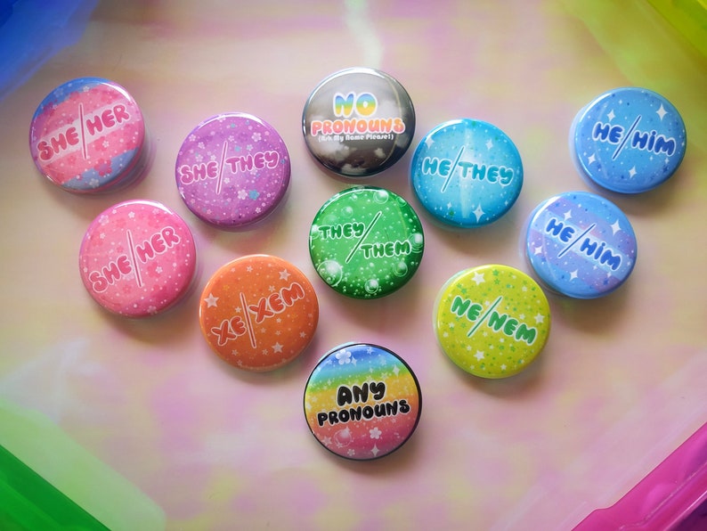 Pronoun Pins - Etsy
