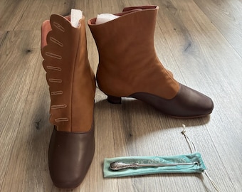Vintage-style Victorian Brown Button Boots Cosplay/Historical Costuming