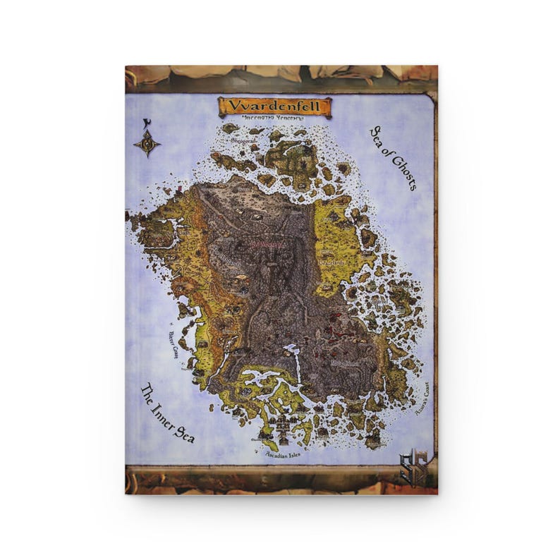 Custom Gamer Gift Red Mountain Map Journal - Vivec City Navigation ...
