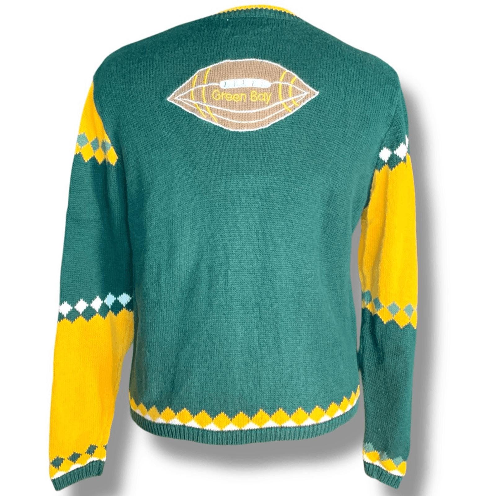 Vintage 90s Green Bay Packers Knit Cardigan, NFL Football Sweater