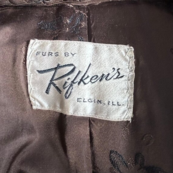 Reichbind Furs 1950s 1960s Rifken’s Dark Brown Mink Fur Coat Women’s… - Gem