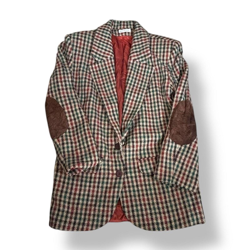Houndstooth Longline Blazer With Brass Buttons