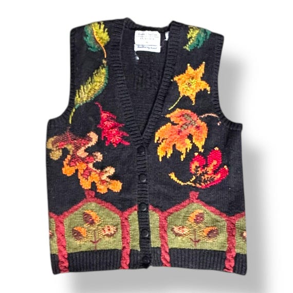 Moromoro2 ニット color knited string vest Marisa Christina Hand Knit Sweater Vest Black Orange Ramie Cotton