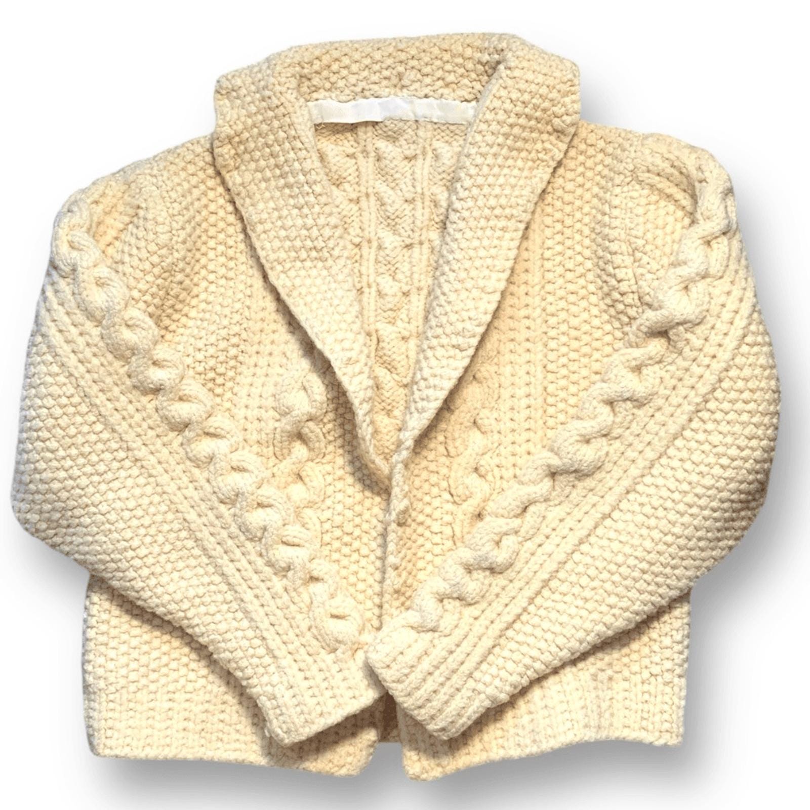 Hand Knit Oatmeal Cable Knit Cardigan - Chunky Fisherman Style - Etsy
