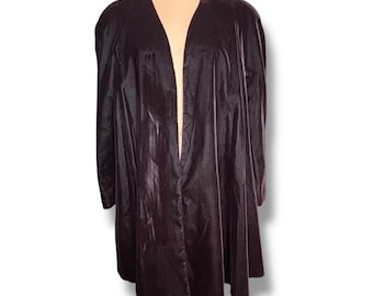 90s Vintage Black Velvet Open Coat, Size 6, Made in USA