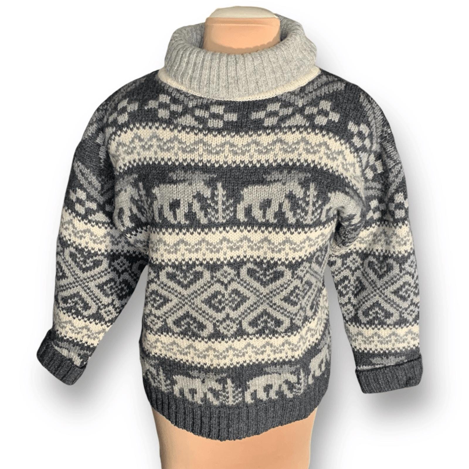 90s Eddie Bauer Wool Sweater: Vintage Nordic Moose Turtleneck - Etsy