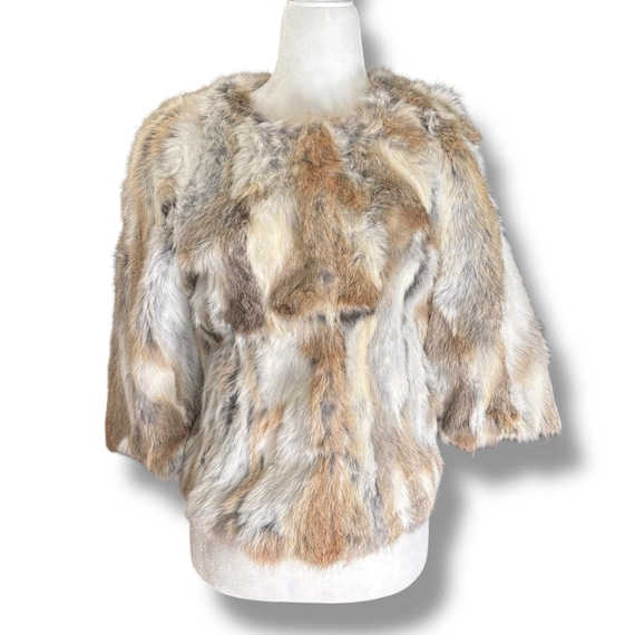 Patchwork Rabbit Fur Jacket Genuine Fur Neutral C… - image 1