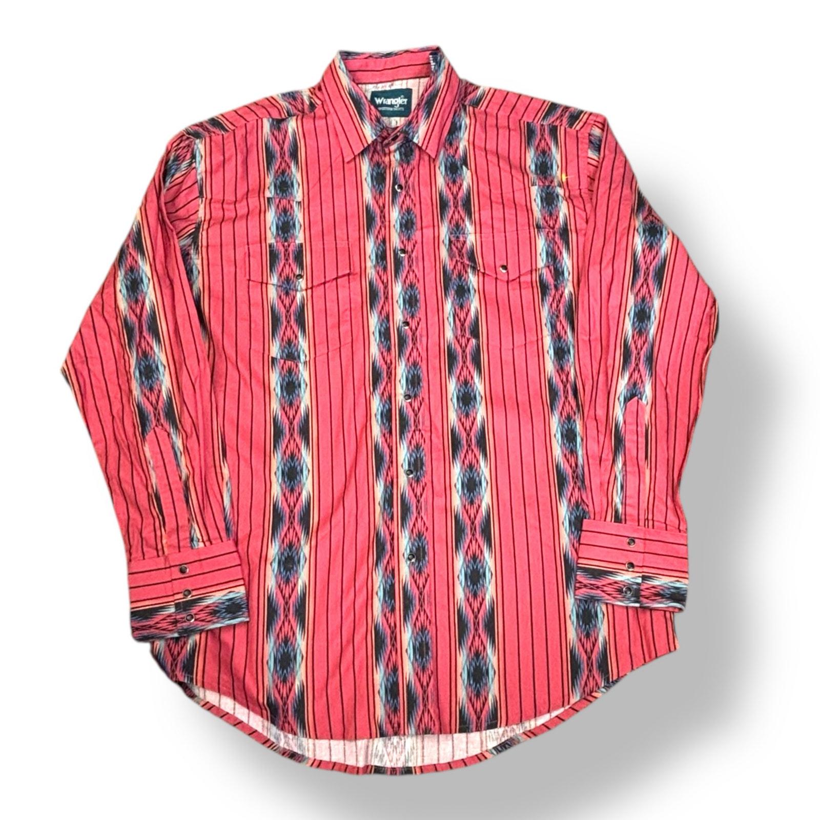 Vintage Wrangler Western Shirt: Red Aztec Stripe, Pearl Snap - Etsy