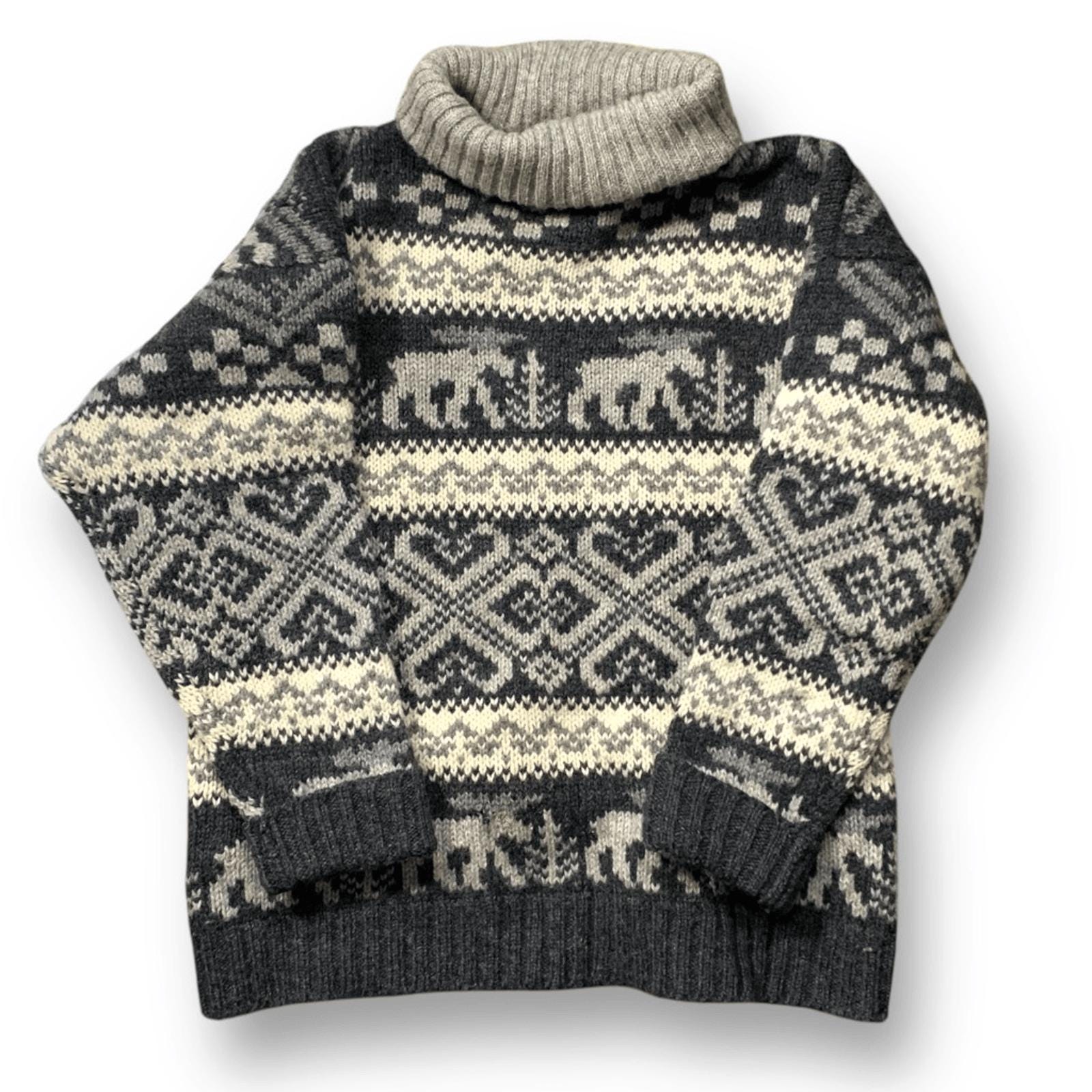 90s Eddie Bauer Wool Sweater: Vintage Nordic Moose Turtleneck - Etsy