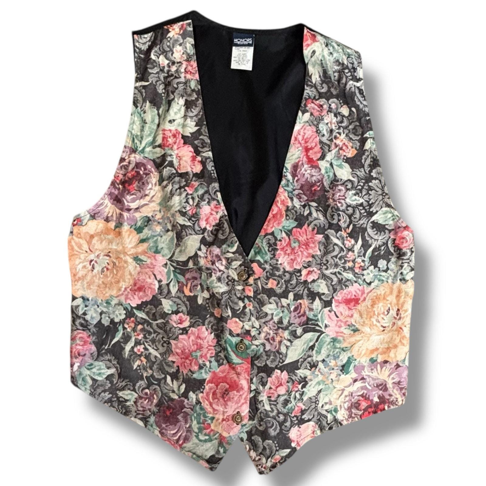 Vintage Leather Patchwork Vest Multicolor Cinch Back