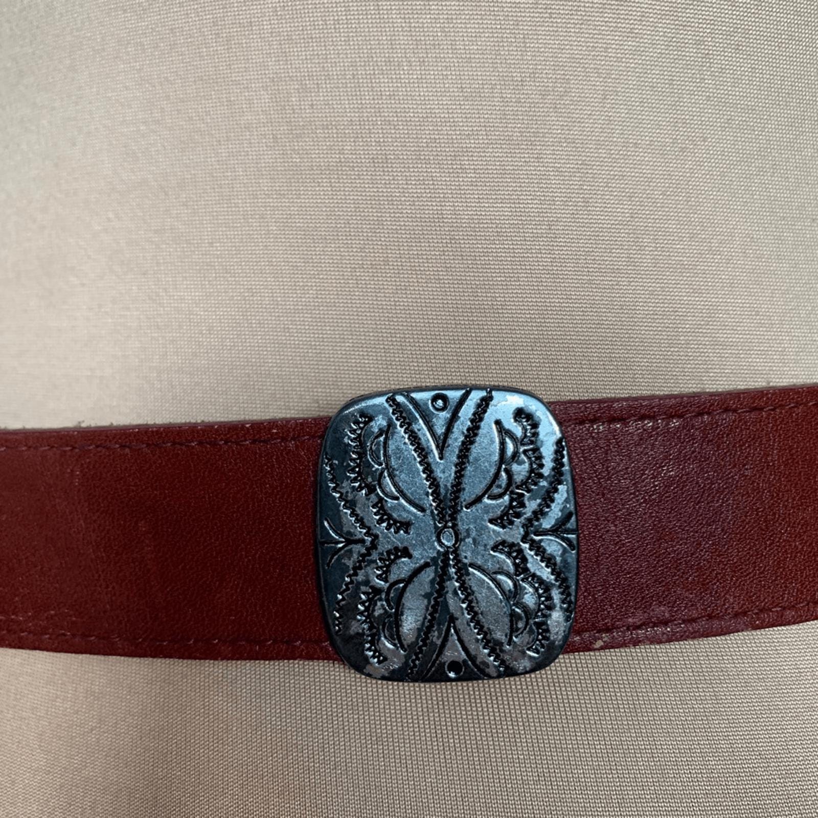 Vintage Brown Leather Western Belt, Concho Accents, Tooled 
