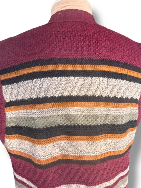 90s London Fog Striped Knit Sweater Vest - Burgun… - image 7
