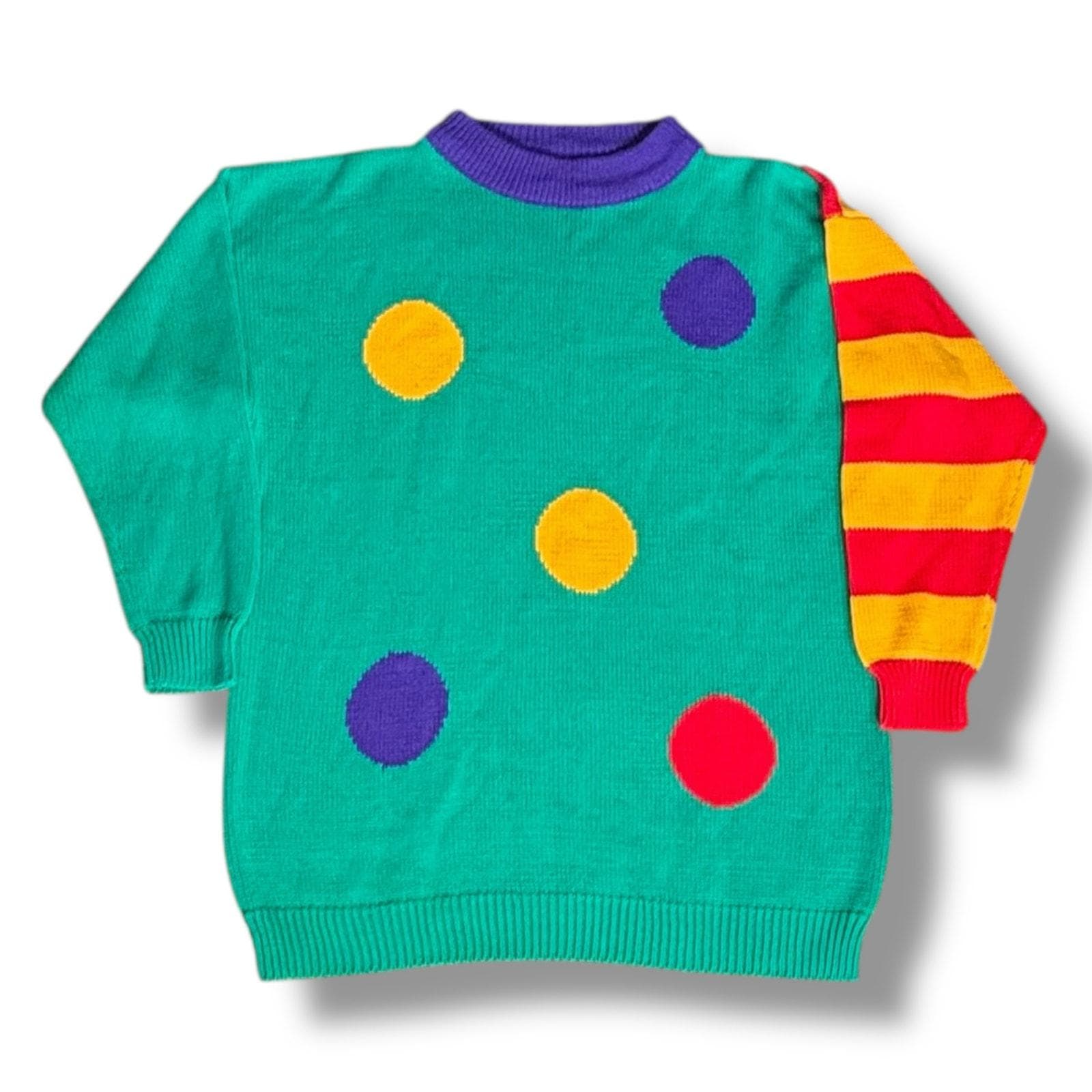 Vintage 80s Esprit Sweater Colorblock Polka Dot Striped
