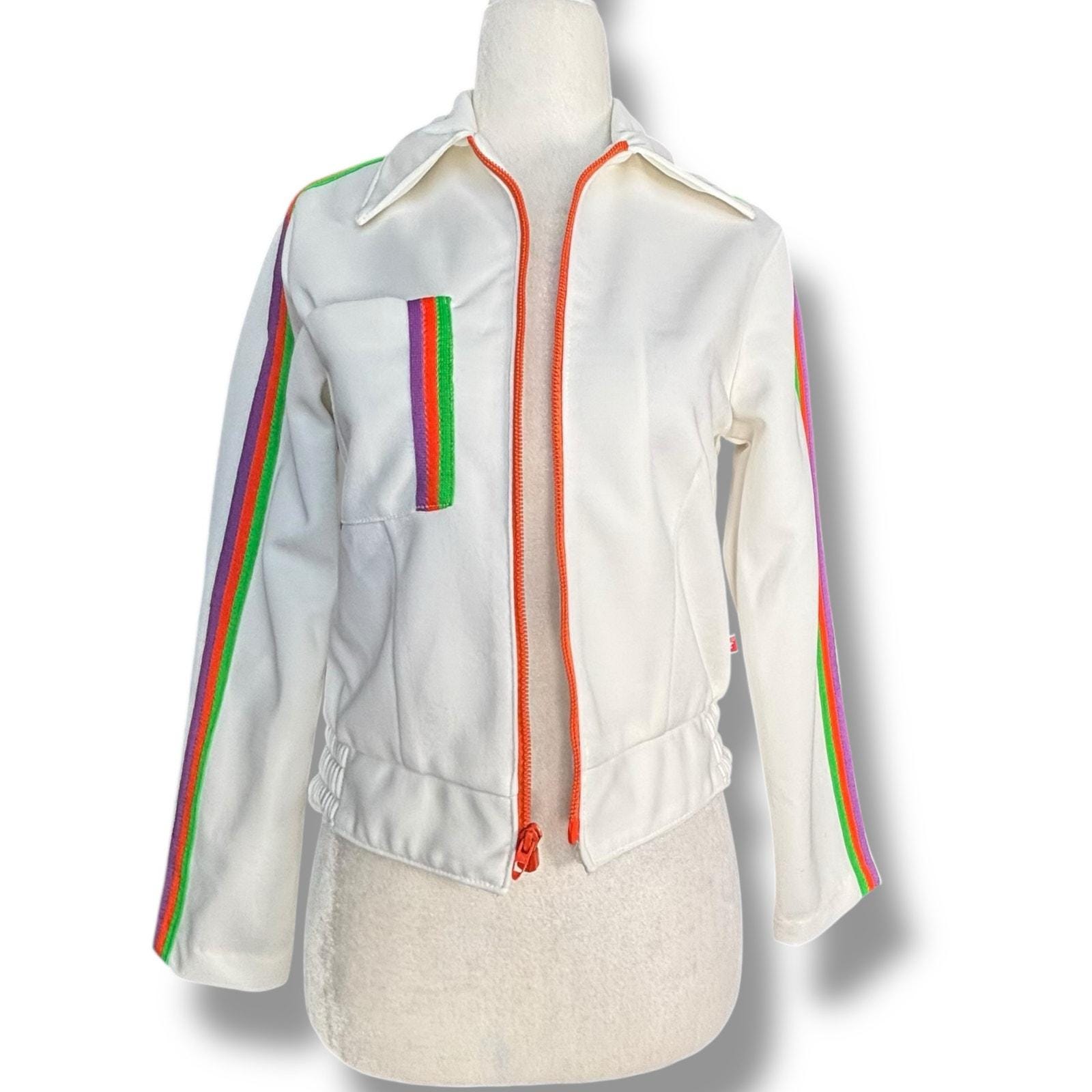 Vintage 70s White Stag Track Jacket: Rainbow Stripe, Retro Sport 