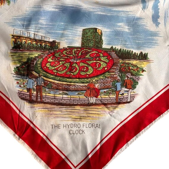 1960s Niagara Falls Canada Acetate Scarf: Skylon Tower, Maid of the Mist Souvenir View 2
