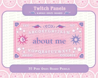 35 PINK PURPLE Kawaii Halloween Moon Sun Stars Hearts Ouiji Board Panels for Twitch