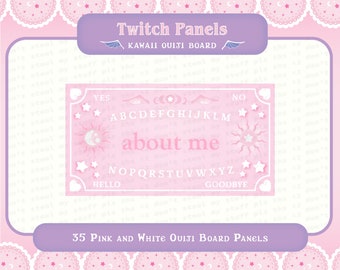 35 PASTEL PINK Kawaii Halloween Moon Sun Stars Hearts Ouiji Board Panels for Twitch