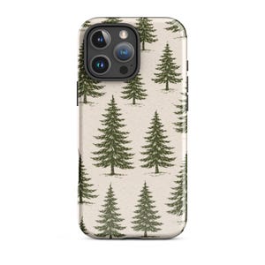 Robuste Handyhülle für iPhone® - Pine Tree Phone Case - Minimales Waldmuster in natürlichem Grün