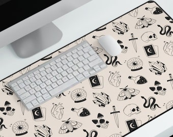Witchcraft Desk Mat - Aesthetic Deskmat - Gamer Mouse Pad XL - Goth Supernatural Skull Magic Esoteric Mousepad
