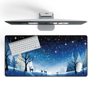 Christmas Desk Mat Holiday Winter Reindeer Aesthetic Cute Rudolph North Pole Deskmat Mouse Pad XL Large Gamer Holiday Office Decor