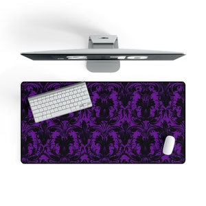 Gothic Mansion Desk Mat - Halloween Purple Victorian Goth Aesthetic - Home Office Work Desk Computer Decor Gamer Gift Extended Mouse Pad XL