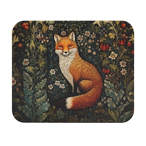 Fox Maus Pad Vintage Ästhetische Büro Dekoration William Morris Stil Cottagecore Englisch Country Professionelle Schreibtisch Dekoration für Arbeit oder Zuhause 24x25 cm