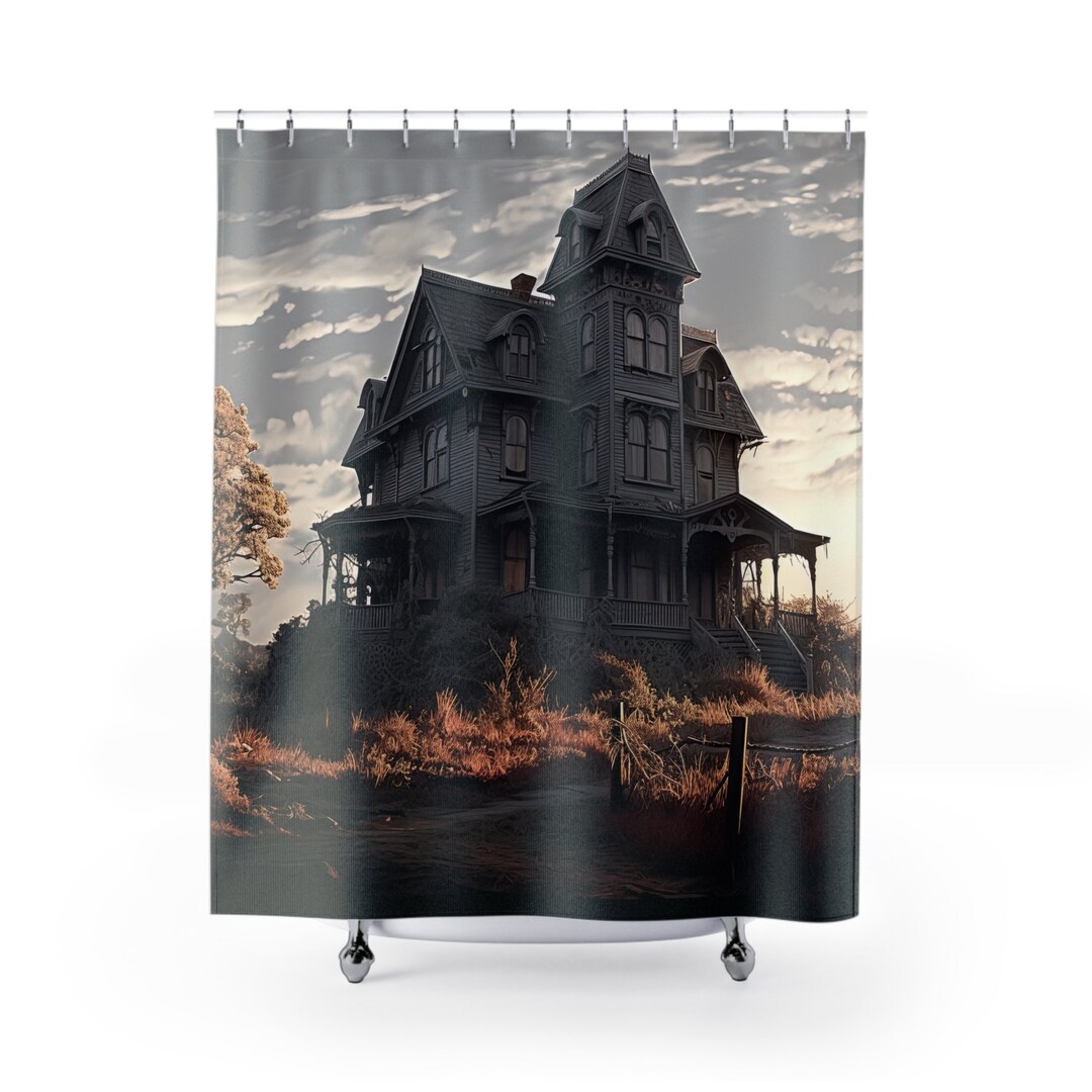 Psycho Halloween Bathroom Shower Curtain Horror Movie Inspired Goth