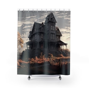 Psycho Halloween Bathroom Shower Curtain | Horror Movie Inspired | Goth Bathroom Decor | Scary Decor | Water Resistant and Washable 71x74
