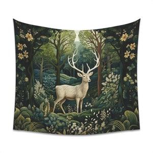 White Stag Wall Art Tapestry -  Victorian Boho tapestry Nature Landscape Dark Academia Home Decorations Living Room Decor Bedroom Dorm gift