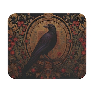 Medieval Inspired Raven Mouse Pad - Gothic Gamer Beautiful Unique Cool Professional Cute Work Home Office Decor - 9x8 inches