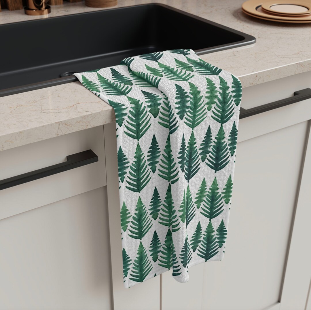 Boho Christmas Tree Dish Towel Cute Ikat Green Southwestern Etsy