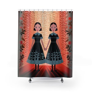 Halloween Shower Curtain Twins Horror Movie | The Shining Inspired | Goth Bathroom Decor | Water Resistant Washable | Spooky 71x74