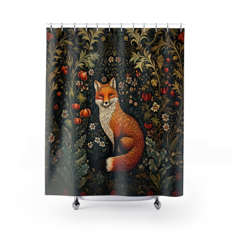 Fox Shower Curtain William Morris Victorian Aesthetic Etsy