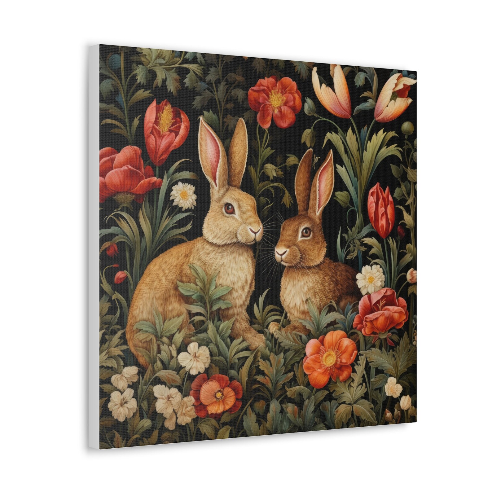 William Morris Inspired Bunnies Wall Hanging Art Gallery Wrap Living ...