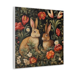 William Morris Inspired Bunnies Wall Hanging Art Gallery Wrap Living ...