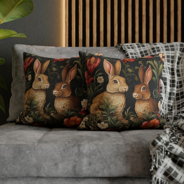 Bunny Pillow William Morris Inspired Throw Cottagecore Flower Botanical Pillow Maximalist Luxury Decor INSERT INCLUDED