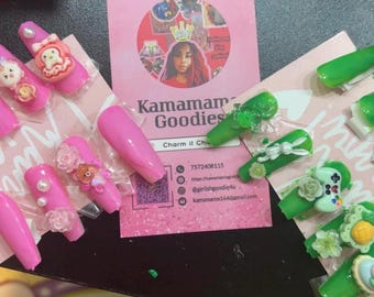 Uñas postizas para fiesta rosa