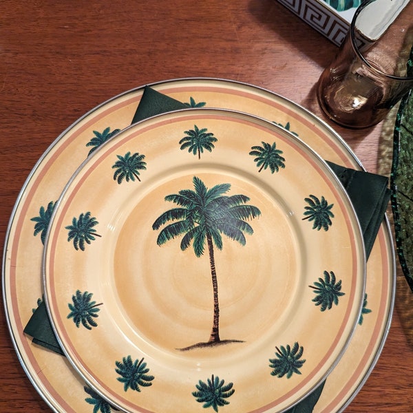 Mini Style ! : lot d'assiettes vintage palmier émaillées - En parfait état