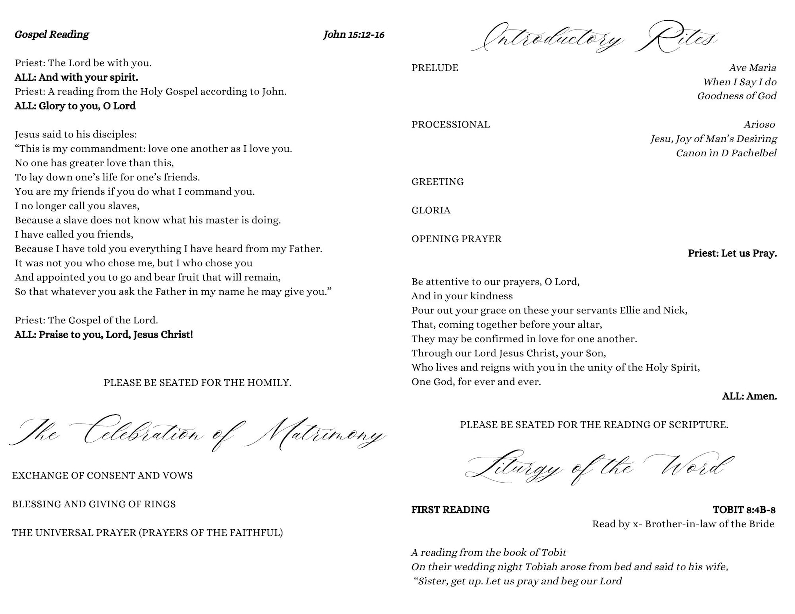 Mass Program Example Catholic Wedding Mass Program Template | Editable Order of Service ...