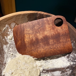 Sapele Dough Scraper - Handmade Wooden Bowl Scraper for Baking & Bread Making