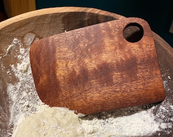 Sapele Dough Scraper - Handmade Wooden Bowl Scraper for Baking & Bread Making