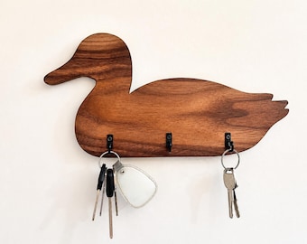 Handgemachte Walnuss Enten Schlüsselhalter | Ente Wanddekor | Küchen Organizer | Messbecher-Aufhänger | Landhaus Dekor