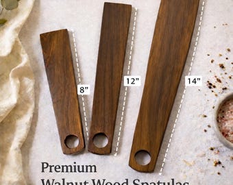 Espátulas de madera de nogal hechas a mano, utensilios de cocina.