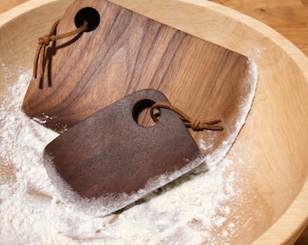 Handmade Walnut Mini Dough Bowl Scraper | Baking Gift
