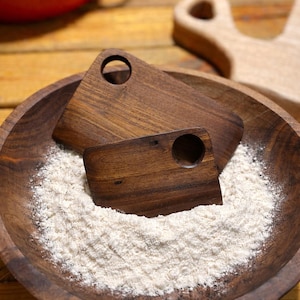 Handmade Walnut Bowl Scraper | Sourdough Bread Dough Tool Set